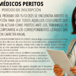 Periodo de inscripción para médicos peritos